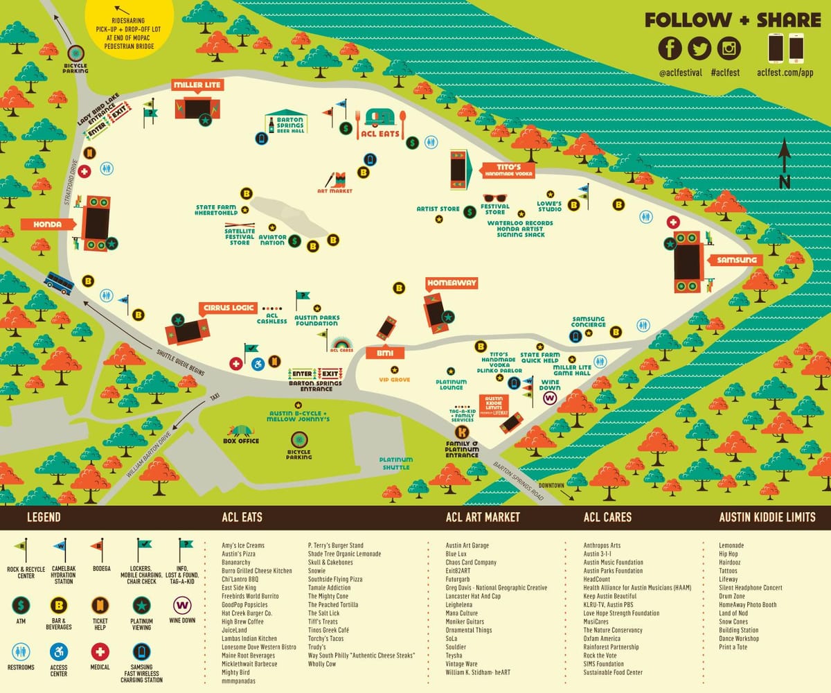 la carte de Austin ACL festival