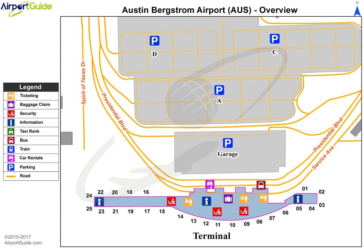 Austin Bergstrom international airport carte