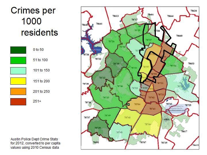 carte de la criminalité Austin