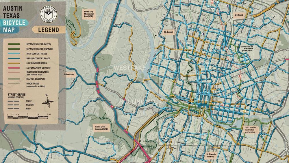 carte vélo de Austin