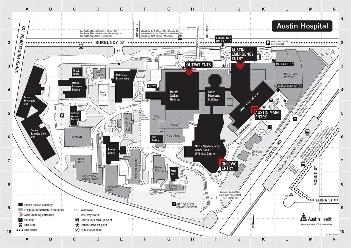 la carte de Austin à l'hôpital