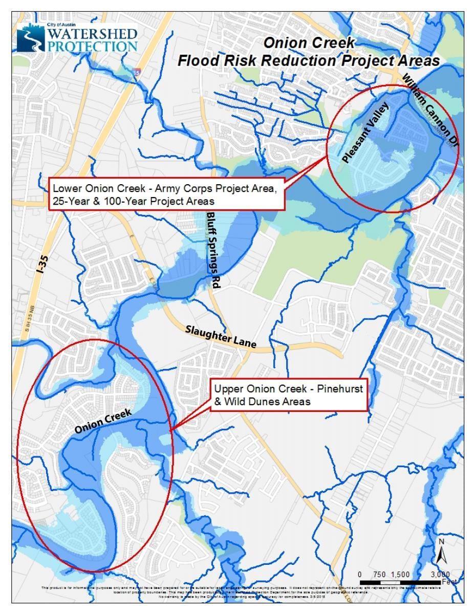 Austin plaine d'inondation de la carte