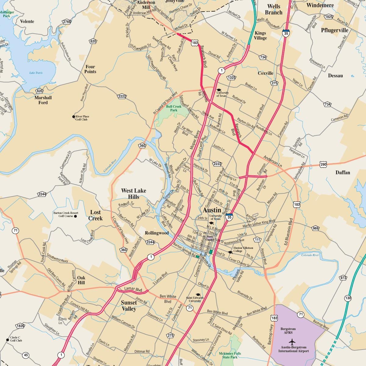 Austin Tx sur une carte