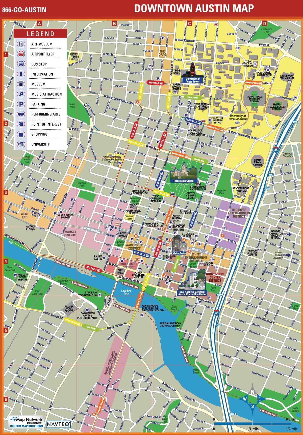 carte du centre-ville d'Austin