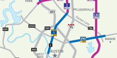 La carte de Austin route à péage