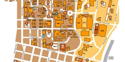 L'université du texas d'Austin carte du campus